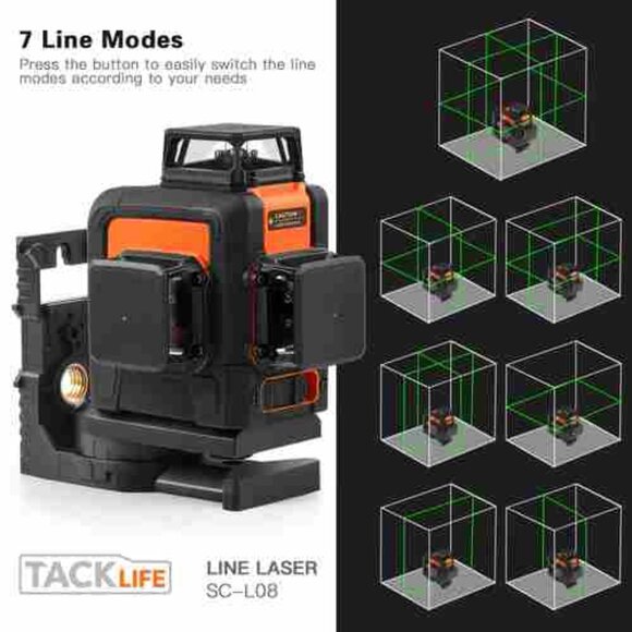 Tacklife Cross-Line Laser Level 360°, Horizontal and Vertical Alignment - Picture 3 of 8